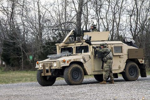 A squad leader with 1st Platoon, 194th Military Police Company, 716th MP Battalion, 101st Airborne Division (Air Assault) Sustainment Brigade, 101st Abn. Div., directs a Soldier, March 14, 2017, as the platoon establishes a traffic control point during a platoon external evaluation on Fort Campbell, Kentucky. (Sgt. Neysa Canfield/101st Airborne Division Sustainment Brigade Public Affairs) A squad leader with 1st Platoon, 194th Military Police Company, 716th MP Battalion, 101st Airborne Division (Air Assault) Sustainment Brigade, 101st Abn. Div., directs a Soldier, March 14, 2017, as the platoon establishes a traffic control point during a platoon external evaluation on Fort Campbell, Kentucky. (Sgt. Neysa Canfield/101st Airborne Division Sustainment Brigade Public Affairs)