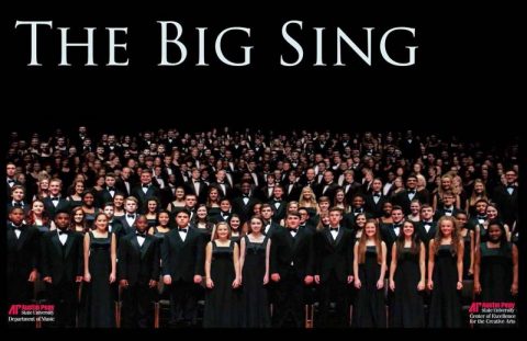 APSU Chamber Singers and University Choir, Mt. Juliet High School and Station Camp High School will come together Tuesday, April 11th for the fourth annual "The Big Sing" at Austin Peay. APSU Chamber Singers and University Choir, Mt. Juliet High School and Station Camp High School will come together Tuesday, April 11th for the fourth annual "The Big Sing" at Austin Peay.
