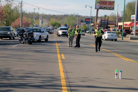 Clarksville Police work motorcycle accident on Riverside Drive Wednesday afternoon.