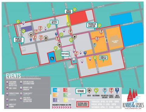 Clarksville Rivers and Spires Event Map