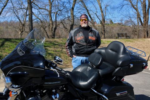 Hank Bonecutter and his Harley