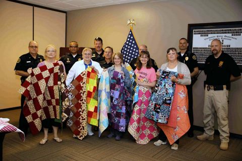 224 Hand-Made Trunk Quilts were donated to the Clarksville Police Department by local quilters.