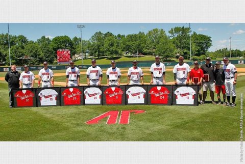 Austin Peay Baseball recognized eight seniors before Sunday's game. (APSU Sports Information)