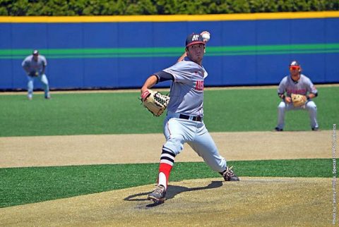 Austin Peay Baseball pitcher Zach Neff strikes out eight in Governors win over Notre Dame, Sunday. (APSU Sports Information)