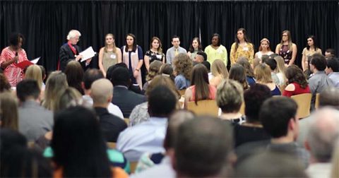  Over 100 Austin Peay State University Freshman were inducted into the the Alpha Lambda Delta (ALD) National Honor Society. (APSU)