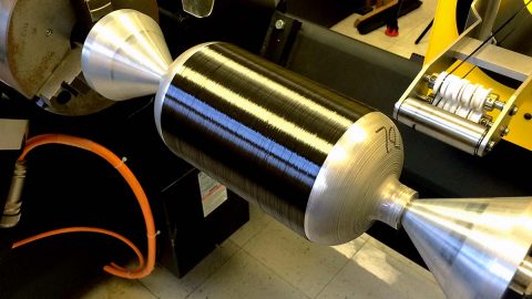 A demonstration flight article is wound with carbon nanotube composites. (NASA) A demonstration flight article is wound with carbon nanotube composites. (NASA)