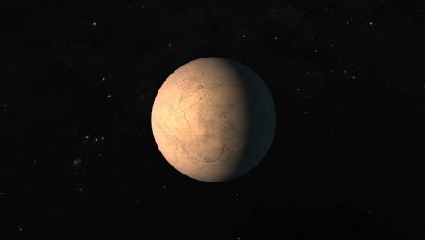 This artist's concept shows TRAPPIST-1h, one of seven Earth-size planets in the TRAPPIST-1 planetary system. NASA's Kepler spacecraft, operating in its K2 mission, obtained data that allowed scientists to determine that the orbital period of TRAPPIST-1h is 19 days. (NASA/JPL-Caltech)