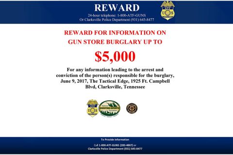 ATF offers Reward for Theft of Firearms in Clarksville