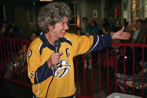 Clarksville Mayor Kim McMillan at the City's Nashville Predators viewing party.