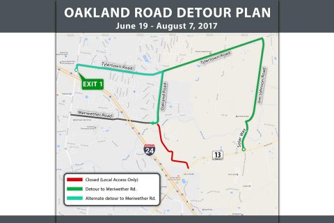 Clarksville's Oakland Road Detour Plan