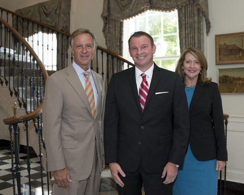 (L to R) Tennessee Governor Bill Haslam, Montgomery County Health Director Joey Smith and First Lady Crissy Haslam.