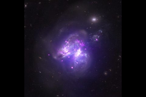 NASA’s Chandra X-ray Observatory image reveals two galaxies that are merging. (NASA) NASA’s Chandra X-ray Observatory image reveals two galaxies that are merging. (NASA)