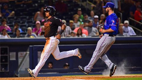 Round Rock Express' Travis Snider’s Two-Run Double in the Ninth Provides the Difference. (Nashville Sounds)