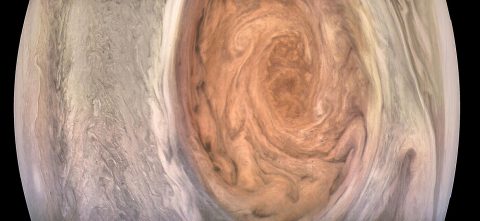 This enhanced-color image of Jupiter's Great Red Spot was created by citizen scientist Kevin Gill using data from the JunoCam imager on NASA's Juno spacecraft. (NASA/JPL-Caltech/SwRI/MSSS/Kevin Gill)