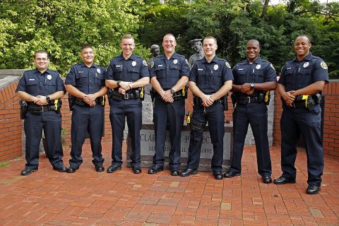 Tennessee Law Enforcement Academy graduates: (L to R) Pedro Torres, Dakota Rasche, Morgan Baker, James Burton, Clint Sutton, Xavier Greaves, and Anthony Harvey.