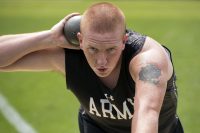 Army Specialist Mitchell Bombeck competes in shot put during the 2017 Department of Defense (DoD) Warrior Games at Soldier Field in Chicago, IL, July 5, 2017. The DoD Warrior Games are an annual event allowing wounded, ill and injured service members and veterans to compete in Paralympic-style sports including archery, cycling, field, shooting, sitting volleyball, swimming, track and wheelchair basketball. (Roger L. Wollenberg)