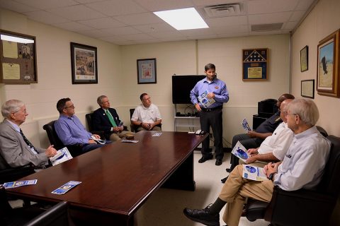 A group of community leaders from the city of Murray, Ky., visit the Soldier for Life- Transition Assistance Program August 9, 2017 at Fort Campbell, Ky. During the visit, SFL-TAP employees educated the group on the processes Soldiers go through when they transition outside of the Army. (Sgt. Marcus Floyd, 101st Combat Aviation Brigade) 