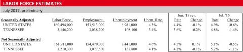 Labor Force Estimates - July 2017