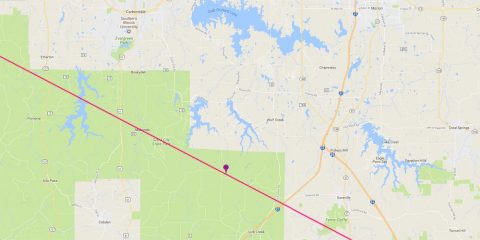 The greatest duration during the August 21st eclipse is 2 minutes, 40.2 seconds. (Map data by Google; eclipse calculations by NASA)