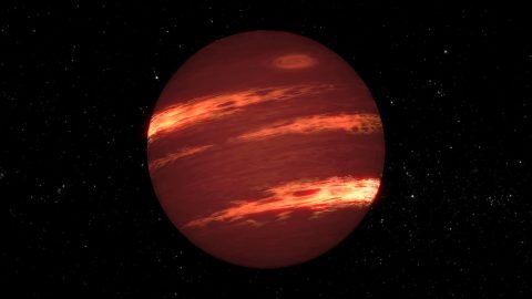 This artist's concept shows a brown dwarf with bands of clouds, thought to resemble those seen at Neptune and the other outer planets. (NASA/JPL-Caltech)