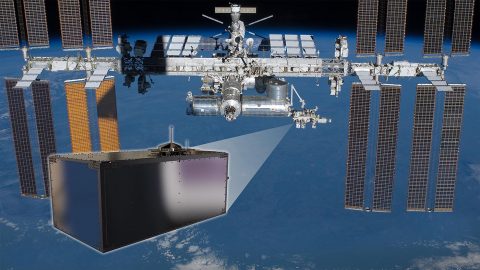 From its new vantage point on the International Space Station's Japanese Experiment Module - Exposed Facility, the Cosmic Ray Energetics and Mass (CREAM) mission, shown in the inset illustration, will study cosmic rays to determine their sources and acceleration mechanisms. (NASA)