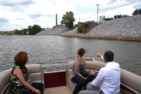 Members of the Tennessee Silver Jackets, a multi-agency group that works to prevent and manage flood risks, views the riverbank stabilization project completed by the U.S. Army Corps of Engineers and the City of Clarksville in 2016.