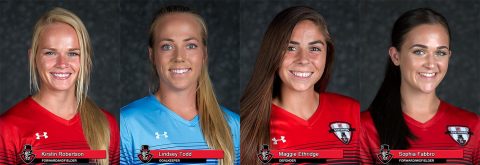 APSU Soccer Seniors Kirstin Robertson, Lindsey Todd, Maggie Ethridge and Sophia Fabbro