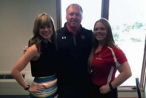 (L to R) APSU Women's Cross Country/Track's Sarah-Emily Woodward, APSU Director of Athletics Ryan Ivey and APSU Softball's Alexis Hill. (APSU Sports Information)