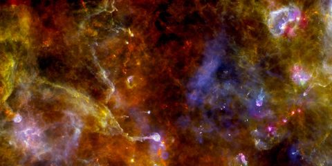 This view of the Cygnus-X star-formation region by Herschel highlights chaotic networks of dust and gas that point to sites of massive star formation. (ESA/PACS/SPIRE/Martin Hennemann & Frederique Motte, Laboratoire AIM Paris-Saclay, CEA/Irfu -- CNRS/INSU -- Univ. Paris Diderot, France)