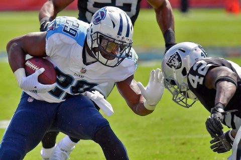 Tennessee Titans running back DeMarco Murray (29) rushes against Oakland Raiders strong safety Karl Joseph (42) during the second half at Nissan Stadium. (Jim Brown-USA TODAY Sports)