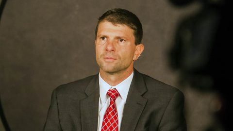 Austin Peay Women's Basketball coach David Midlick at OVC Media Day. (APSU Sports Information)