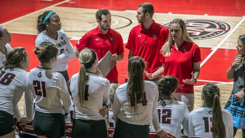 Austin Peay Volleyball defeats Tennessee State in four sets at the Dunn Center for forth win in a row. (APSU Sports Information)