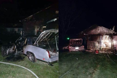 Vehicle gets shot on Daniel Street, strikes a house and both car and house catch fire.