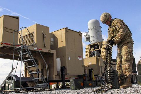 Spc. Ramiro Ramirez, a field artillery firefinder radar operator with Battery A, 2nd Battalion, 44th Air Defense Artillery Regiment, assigned to 108th Air Defense Artillery Brigade, and attached to the 101st Airborne Division (Air Assault) Sustainment Brigade, 101st Abn. Div., puts away the Land-Based Phalanx Weapon System’s ammo, Nov. 8, 2017, during the battalion’s live fire exercise on Fort Campbell, Kentucky. (U.S. Army photo by Spc. Alexes Anderson/101st SBDE Public Affairs) Spc. Ramiro Ramirez, a field artillery firefinder radar operator with Battery A, 2nd Battalion, 44th Air Defense Artillery Regiment, assigned to 108th Air Defense Artillery Brigade, and attached to the 101st Airborne Division (Air Assault) Sustainment Brigade, 101st Abn. Div., puts away the Land-Based Phalanx Weapon System’s ammo, Nov. 8, 2017, during the battalion’s live fire exercise on Fort Campbell, Kentucky. (U.S. Army photo by Spc. Alexes Anderson/101st SBDE Public Affairs)