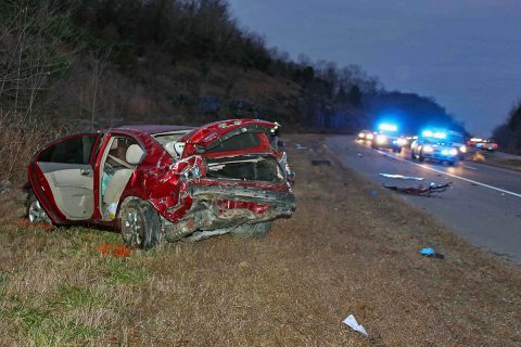 Clarksville Police responded to a car accident where a Kia Optima went off the road on 101st Parkway, flipped several times and the driver was ejected. The driver died later from his injuries. (Officer Szczerbiak, CPD)