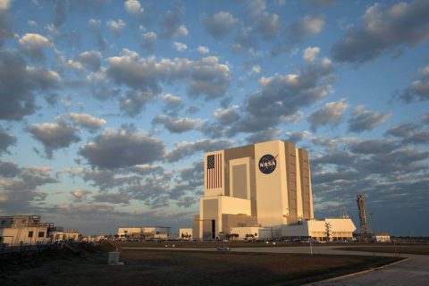 An early morning view of the iconic Vehicle Assembly Building (VAB) at NASA's Kennedy Space Center in Florida. (NASA/Bill White)