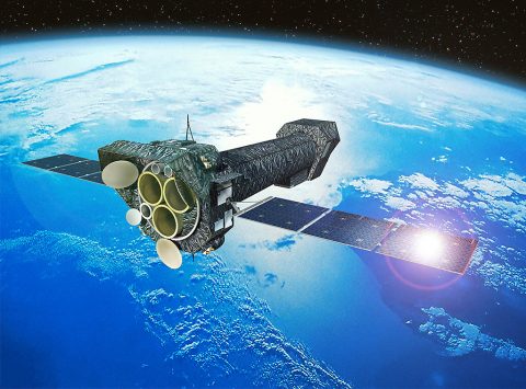 An illustration of the European Space Agency's (ESA) XMM-Newton X-ray observatory in orbit above Earth. (ESA)