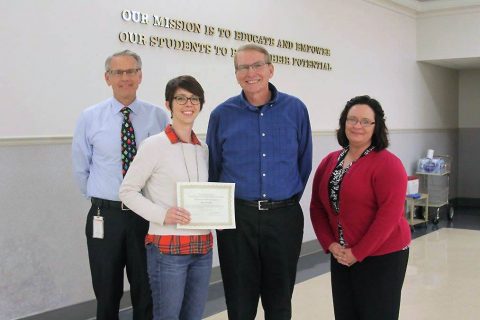 Montgomery Central High School Assistant Principal Steve Roberts, Bethany Erb, School Board member George Giles, Lead School Counselor Judy Springer.