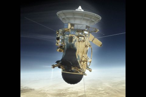 NASA's Cassini spacecraft is shown in an artist's depiction of its Sept. 15, 2017, plunge into Saturn's atmosphere. (NASA/JPL-Caltech) NASA's Cassini spacecraft is shown in an artist's depiction of its Sept. 15, 2017, plunge into Saturn's atmosphere. (NASA/JPL-Caltech)