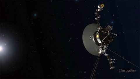 The Voyager team is able to use a set of four backup thrusters, dormant since 1980. They are located on the back side of the spacecraft in this orientation. (NASA/JPL-Caltech) The Voyager team is able to use a set of four backup thrusters, dormant since 1980. They are located on the back side of the spacecraft in this orientation. (NASA/JPL-Caltech)
