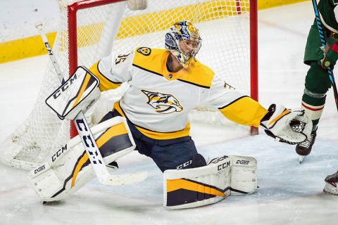 Nashville Predators goalie Pekka Rinne (35) makes a save during the third period against the Minnesota Wild at Xcel Energy Center. (Brace Hemmelgarn-USA TODAY Sports) Nashville Predators goalie Pekka Rinne (35) makes a save during the third period against the Minnesota Wild at Xcel Energy Center. (Brace Hemmelgarn-USA TODAY Sports)