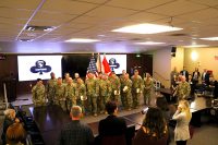 Six Soldiers from 1st Brigade Combat Team, 101st Airborne Division (Air Assault), who received the Soldier’s Medal, stand with their leadership at the conclusion of the ceremony held at the 101st ABN DIV (AASLT) headquarters, Nov. 28.