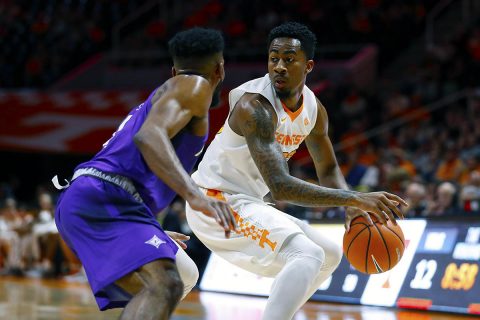 Guard Jordan Bowden #23 of the Tennessee Volunteers during the game between the Furman Paladins and the Tennessee Volunteers at Thompson-Boling Arena in Knoxville, TN. (Kyle Zedaker/Tennessee Athletics)