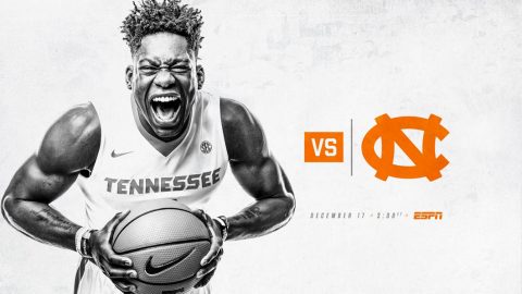 #20 Tennessee Men's Basketball set to take on #7 North Carolina at Thompson-Boling Arena Sunday, December 17th. (Tennessee Athletics)