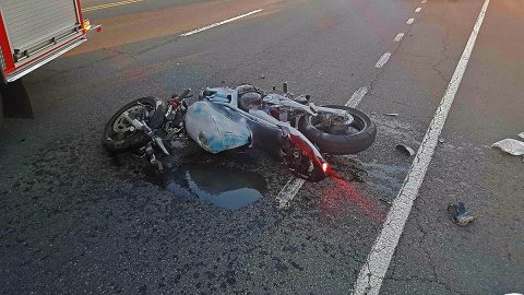 Yamaha motorcycle crashed into a GMC Terrain on Wilma Rudolph Boulevard Saturday afternoon. (Officer Parkes, CPD) Yamaha motorcycle crashed into a GMC Terrain on Wilma Rudolph Boulevard Saturday afternoon. (Officer Parkes, CPD)