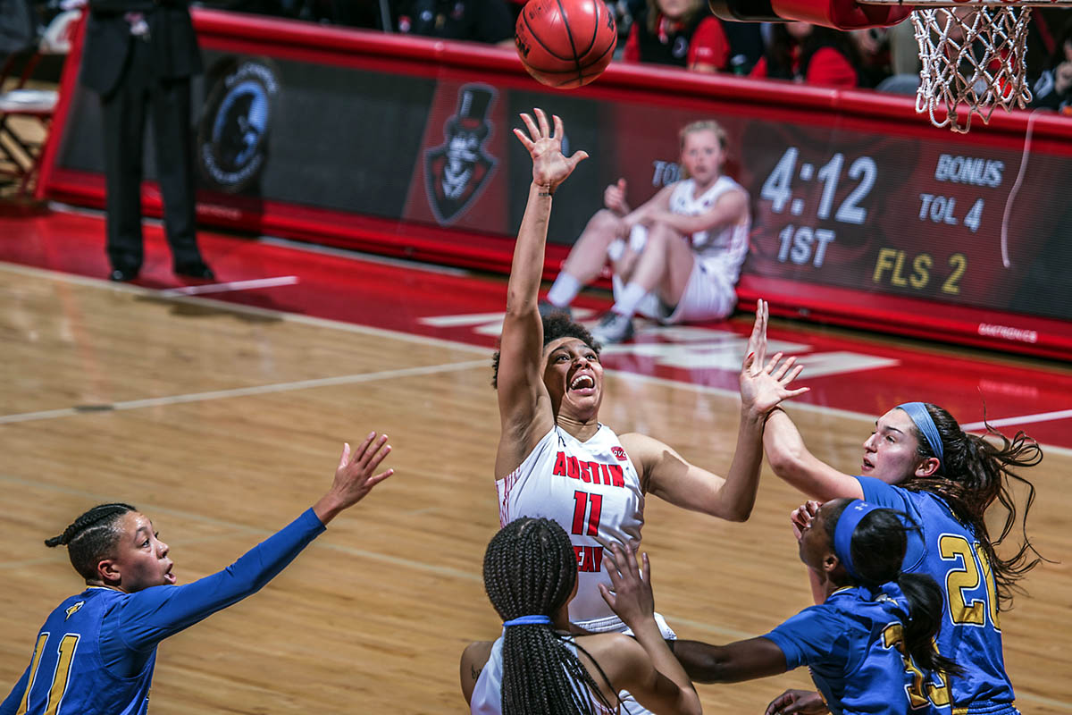 Austin Peay Women's Basketball senior Brianne Alexander had 17 points and 11 rebounds in loss to Morehead State Saturday at the Dunn Center. (APSU Sports Information)