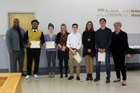 CMCSS students representing Tennessee as nominees for the National U.S. Presidential Scholars Program with Principals Marcus Heaston and Theresa Muckleroy, Assistant Principal Mandy Frost and Board Member Margaret Pace.