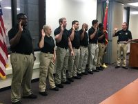 Montgomery County Sheriff John Fuson conducts swearing in ceremony for new jail deputies.