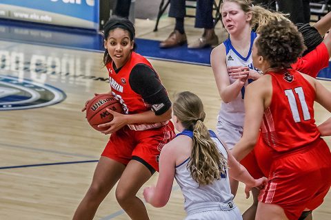 Austin Peay Women's Basketball senior Keisha Gregory knocks down a career high 27 points in victory over Eastern Illinois Saturday afternoon. (APSU Sports Information)