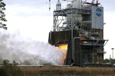 NASA preforms second hot fire of the Space Launch System (SLS) engine on February 1st at Stennis Space Center near Bay St. Louis, Mississippi. (NASA)